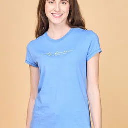 Enamor Typography Printed Round Neck Slim Fit T-shirt-image-4