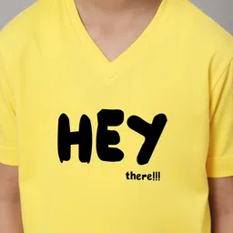 Friskers Boys Yellow Typography Printed V-Neck Applique T-shirt image 2