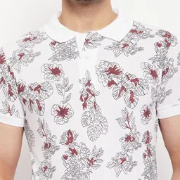 THE MILLION CLUB Floral Printed Polo Collar Cotton Casual T-shirt image 5