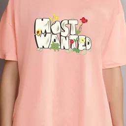 MISCHIEF MONKEY Typography Printed Drop-Shoulder Sleeves Oversized Cotton T-shirt image 2