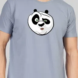 Greylongg Men Kung Fu Panda Graphic Printed Round Neck Cotton T-shirt image 4