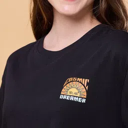 Enamor Printed Cotton Drop-Shoulder Sleeves Boxy T-shirt image 3