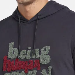 Being Human Typography Printed Hooded T-shirt image 2