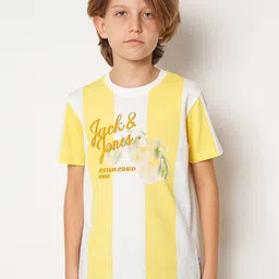 Jack & Jones Junior Boys Striped Crew Neck Cotton Regular Fit T-shirt image 2