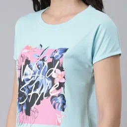 DIXCY SCOTT Slimz Women Typography Printed Extended Sleeves T-shirt image 3