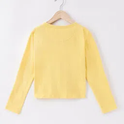 Ed-a-Mamma Girls Yellow Typography V-Neck Extended Sleeves T-shirt image 2