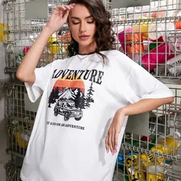 Christy World Pack of 2 Typography Printed Oversized T-shirt image 4