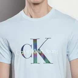 Calvin Klein Jeans Typography Printed Applique Slim Fit Cotton T-shirt image 2
