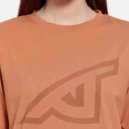 I Am Animal Women Orange Organic Cotton Loose Fit Reverse Eye T-Shirt image 3