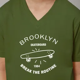Friskers Boys Typography Printed Pure Cotton V-Neck Slim Fit T-shirt image 2