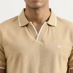 United Colors of Benetton Men Solid Polo Collar Cotton T-shirt image 3