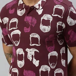 Huetrap Men Conversational Printed Polo Collar Pure Cotton T-shirt image 2