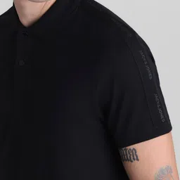 Jack & Jones Men Solid Polo Collar Cotton T-shirt image 3