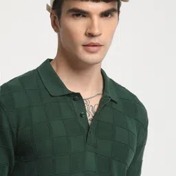 THE BEAR HOUSE Checked Polo Collar Cotton T-shirt image 2