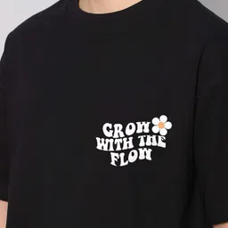 Besick Men Round Neck Typography Printed Oversized T-shirt image 3