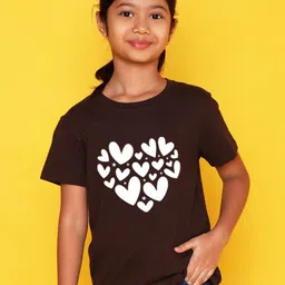 NUSYL Girls Hearts Printed Round Neck Casual T-shirt image 2