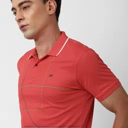 Peter England Geometric Printed Slim Fit  Polo Collar Cotton Modal T-shirt image 2