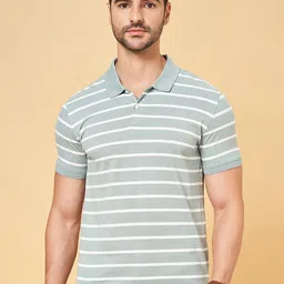 BYFORD by Pantaloons Striped Polo Collar Cotton Slim Fit T-shirt image 5