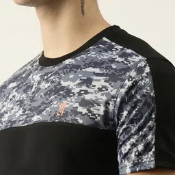 Maniac Men Black & Blue Camouflage Printed Slim Fit T-shirt image 5