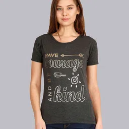 Fleximaa Women Black & Grey Pack Of 2 Printed T-shirt image 5