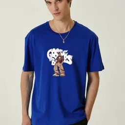 MISCHIEF MONKEY Men Graphic Printed Round Neck Cotton Oversized T-Shirt image 3