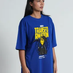 Bloopers Store Women Printed Drop-Shoulder Sleeves Applique T-shirt image 2