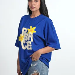 Bloopers Store Women Printed Drop-Shoulder Sleeves Applique T-shirt image 2