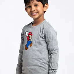 Friskers Boys Printed Long Sleeves Round Neck Regular Fit Cotton T-shirt image 4