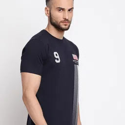 Cantabil Men Navy Blue Typography Regular Fit Cotton T-shirt image 4