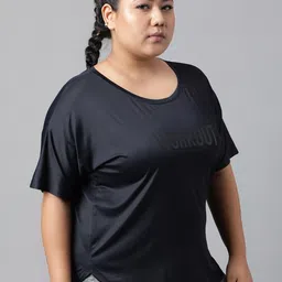 MKH Plus Size Drop Shoulder Sleeves Relaxed Fit Dri-FIT Sports T-shirt image 3