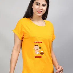 SillyBoom Graphic Printed Extended Sleeves Maternity And Feeding Cotton T-shirt image 2