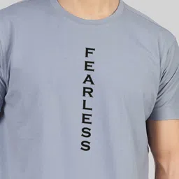 Greylongg Typography Printed Short Sleeves Round Neck Knitted Cotton T-shirt image 4