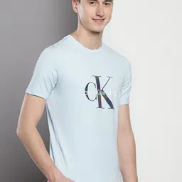 Calvin Klein Jeans Typography Printed Applique Slim Fit Cotton T-shirt image 3