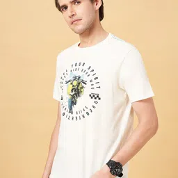 SF JEANS by Pantaloons Typography Printed Raw Edge Slim Fit T-shirt image 3