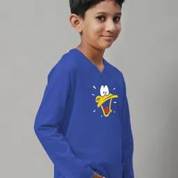 Friskers Boys Donald Duck Printed V-Neck Slim Fit Pure Cotton T-shirt image 3