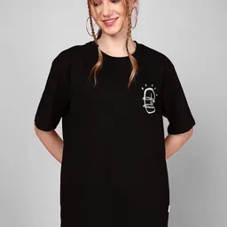 JUNEBERRY Graphic Printed Drop Shoulder Sleeves Bio Finish Cotton Oversized T-shirt image 3