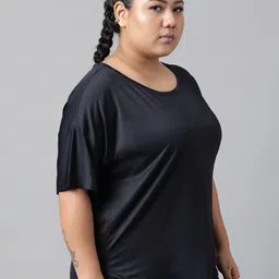 MKH Plus Size Typography Printed Drop-Shoulder Sleeves Dri-FIT Relaxed Fit Sports T-shirt image 5