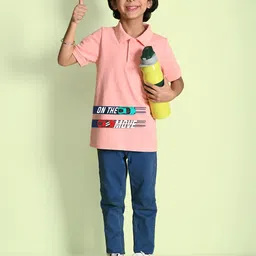 NUSYL Boys Typography Printed Polo Collar T-shirt image 4