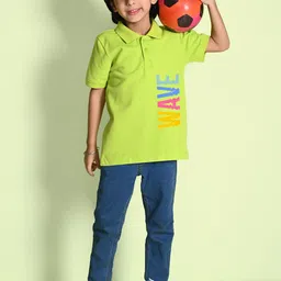 NUSYL Boys Typography Printed Polo Collar T-shirt image 4