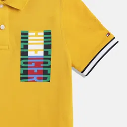 Tommy Hilfiger Boys Yellow Printed Polo Collar T-shirt image 3