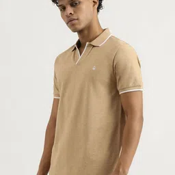 United Colors of Benetton Men Solid Polo Collar Cotton T-shirt image 5