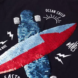 Gini and Jony Boys Black Printed Cotton T-shirt image 3