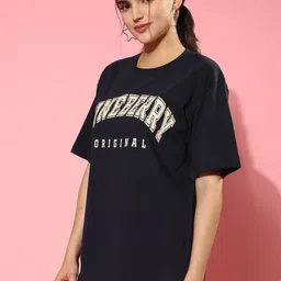 JUNEBERRY Typography Printed Oversize Fit Cotton T-shirt image 5