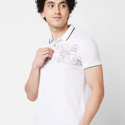 SPYKAR Self Design Polo Collar Cotton Slim Fit T-shirt image 3