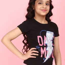 V-Mart Girls Typography Printed Cotton T-shirt image 3