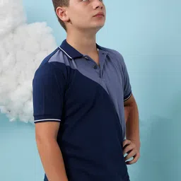 Instafab Boys Colourblocked Polo Collar Cotton Regular T-shirt image 3