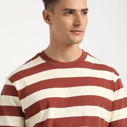 THE BEAR HOUSE Striped Round Neck Drop-Shoulder Sleeves Relaxed Fit T-shirt image 3