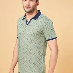 BYFORD by Pantaloons Geometric Printed Polo Collar Slim Fit T-shirt image 3