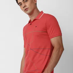 Peter England Geometric Printed Slim Fit  Polo Collar Cotton Modal T-shirt image 3