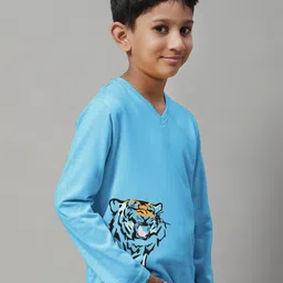 Friskers Boys Graphic Printed V-Neck Long Sleeve Cotton Slim Fit T-shirt image 5